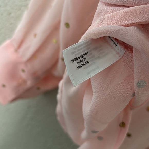 Womens Plus Size Lane Bryant Pink Long Sleeve Sheer Polka Dot Button Up 18/20 2X - Picture 6 of 8